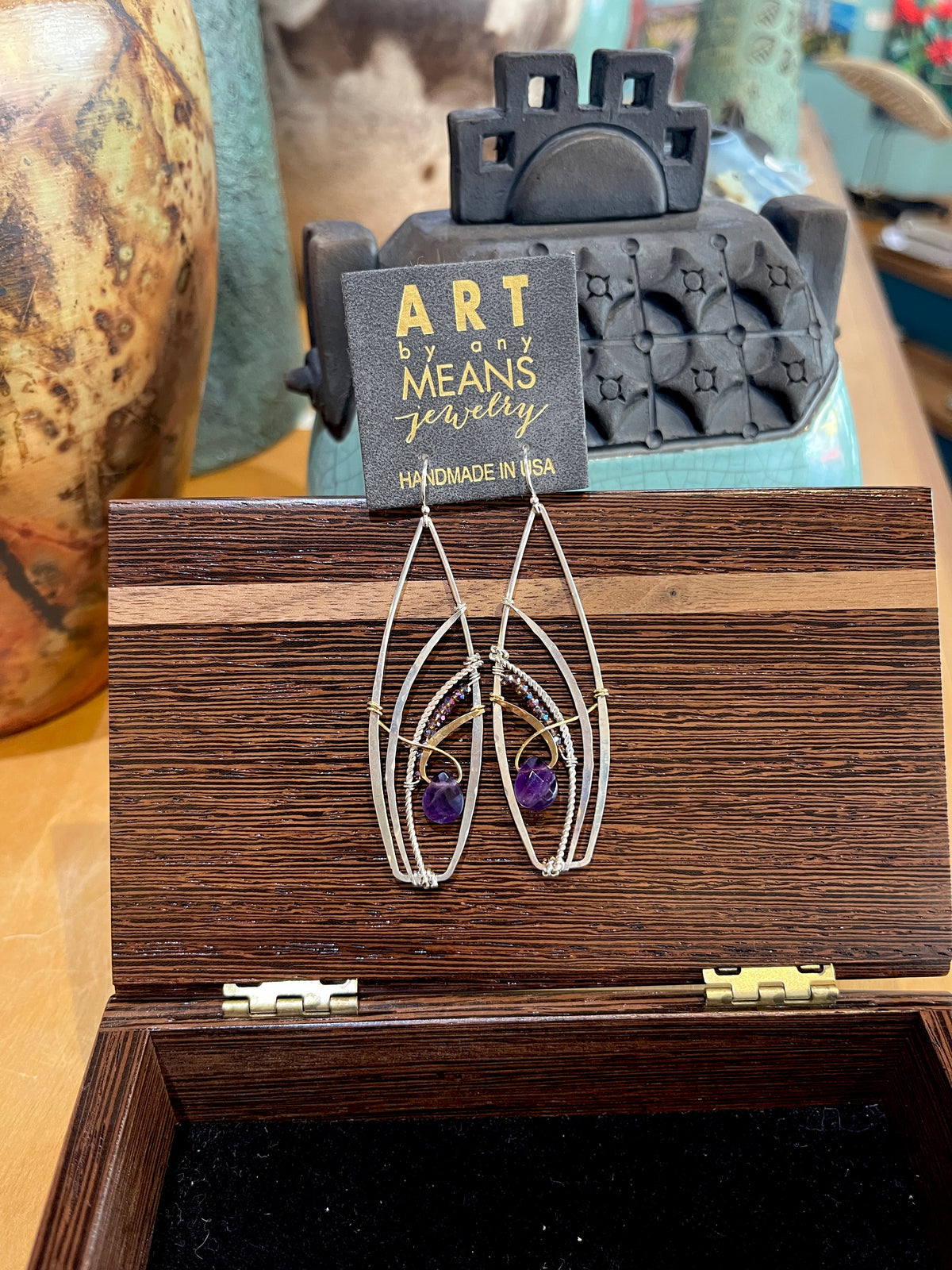 E85528 Amethyst Nexus Drop Earrings by Art by Any Means