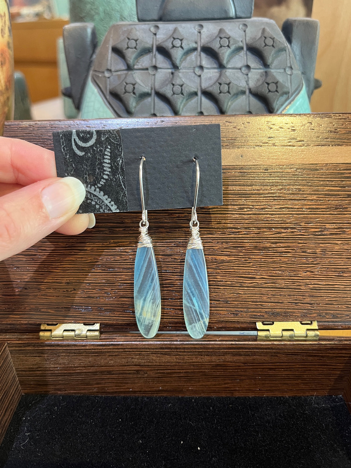 GS605 Argentina Blue Calcite Earrings by Linda Trent