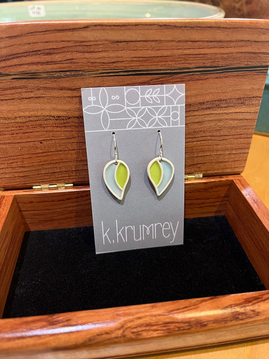 A25 Mod Leaf Ceramic Earrings by Kim Krumrey