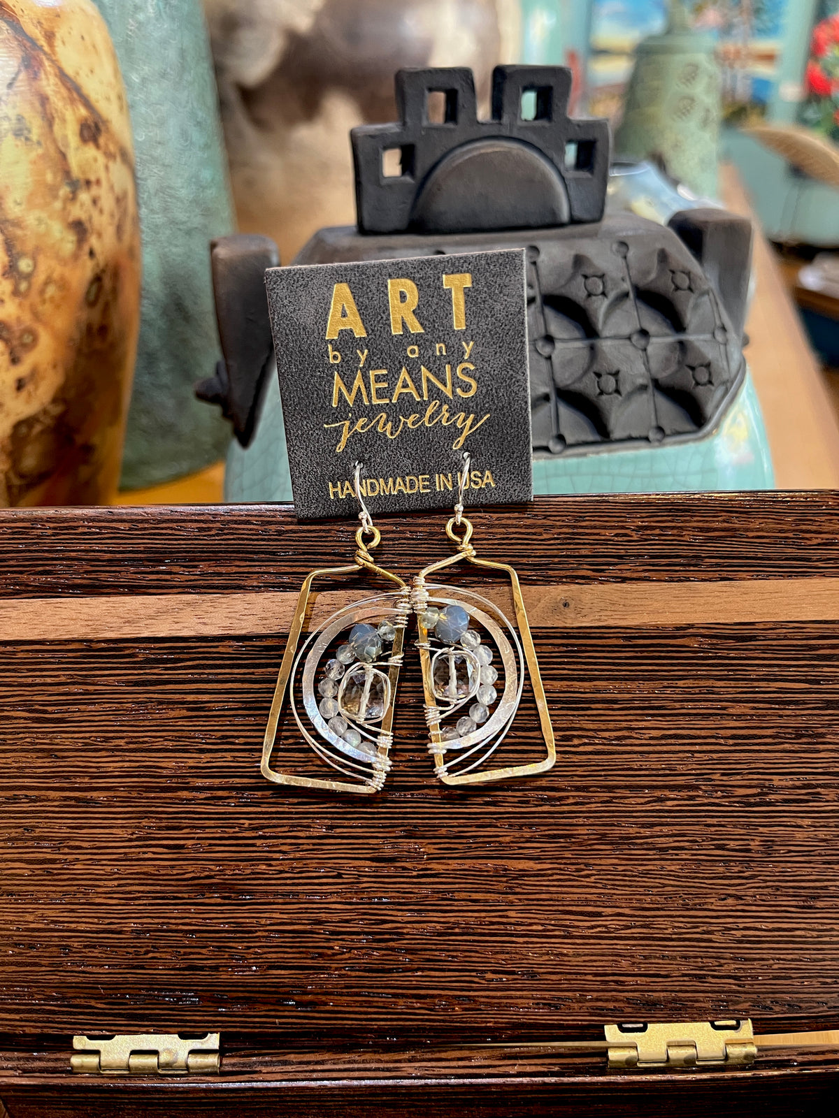 E78015 Green Amethyst Window Earrings by Art By Any Means