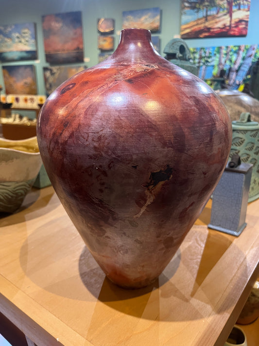 Large-Medium Salmon Saggar Vase by Tim Scull