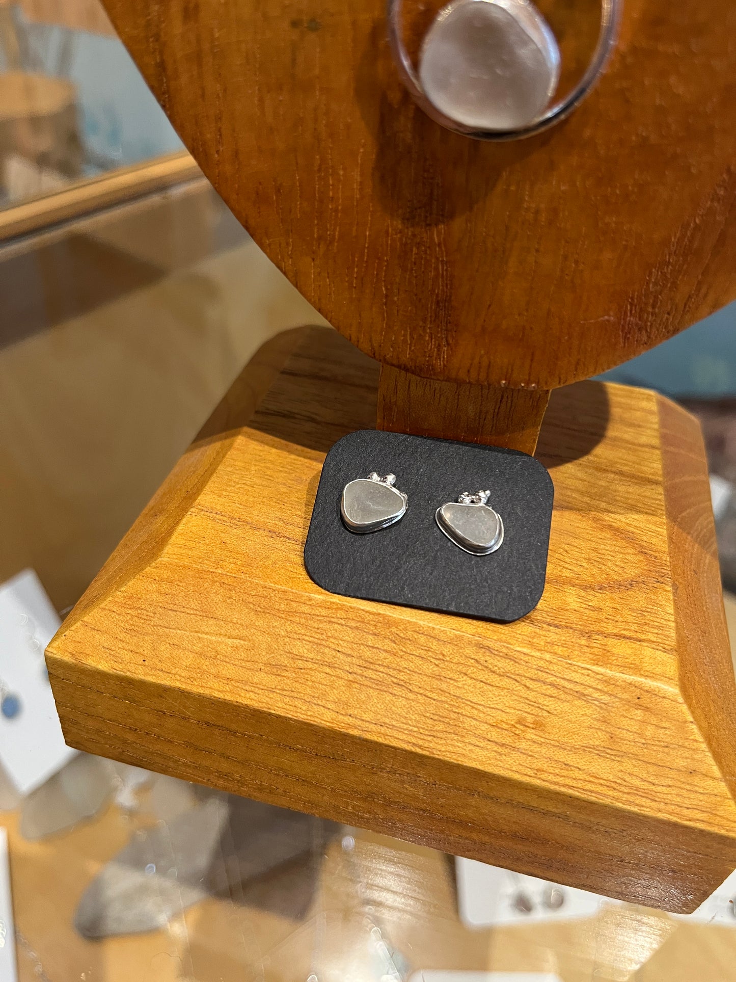 Lake Michigan Glass Studs by Meg Tang