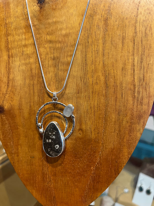 Lake Michigan Fossil Galaxy Pendant by Meg Tang