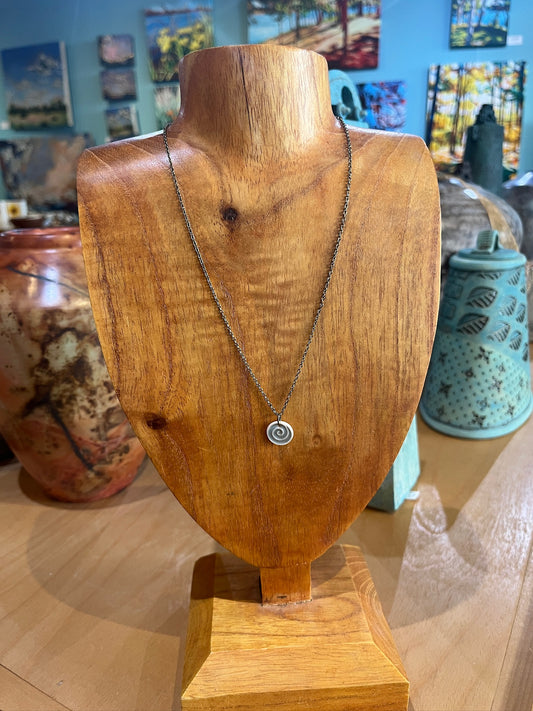 k6 Spiral Medallion Ceramic Necklace by Kim Krumrey