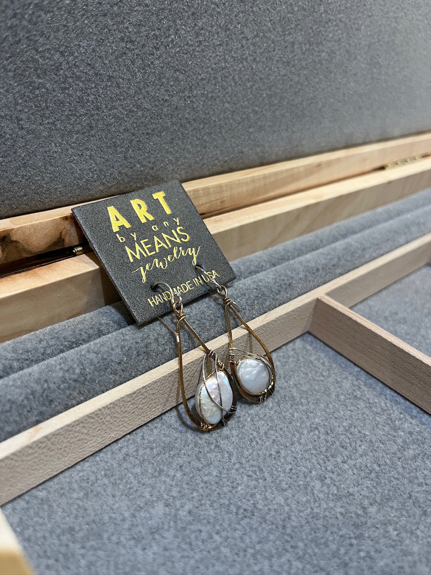 E75144 Pearl Drop Earrings by Art By Any Means