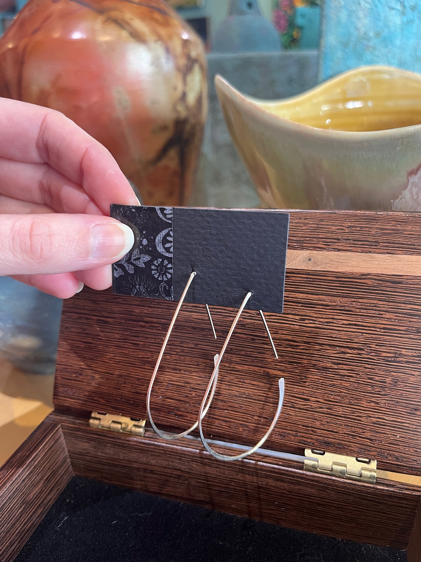 E005 Teardrop Threader Earrings by Linda Trent