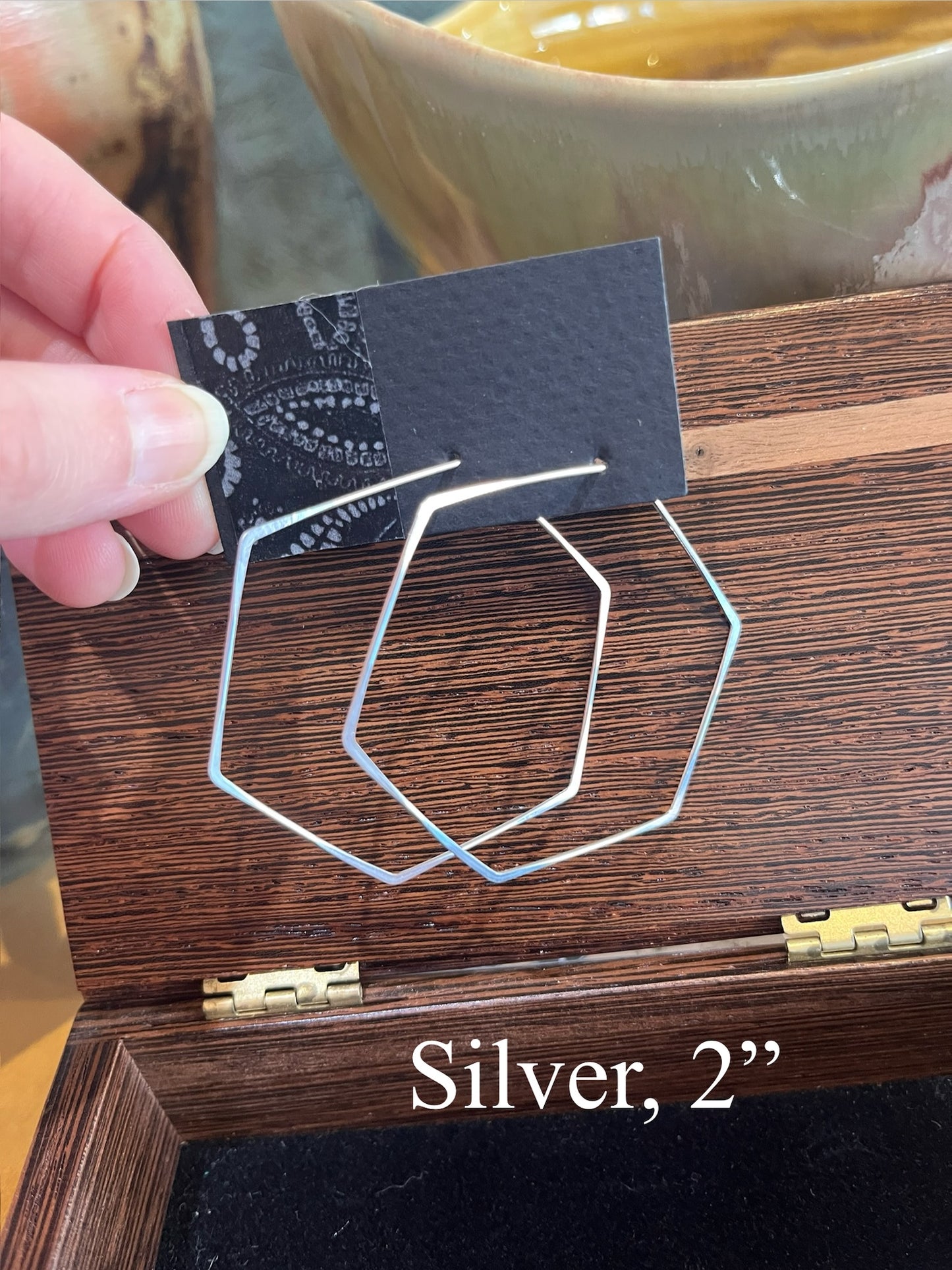 e007 Hexagon Earrings by Linda Trent