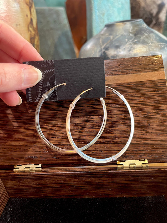 E056 Mixed Metal Double Hoop Earrings by Linda Trent