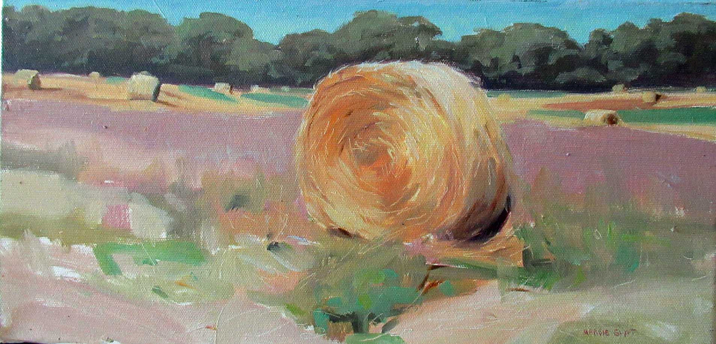 Haybales in a Field of Spotted Knapweed by Margie Guyot