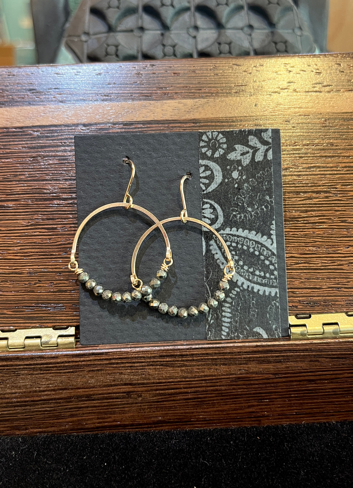GS285 Petite Pyrite Loop Earrings by Linda Trent