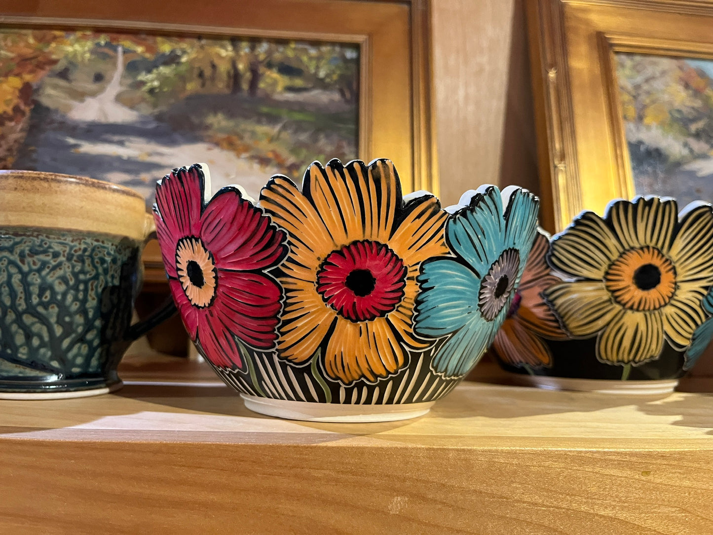 Carved Flower Bowl by Terrapin Tile