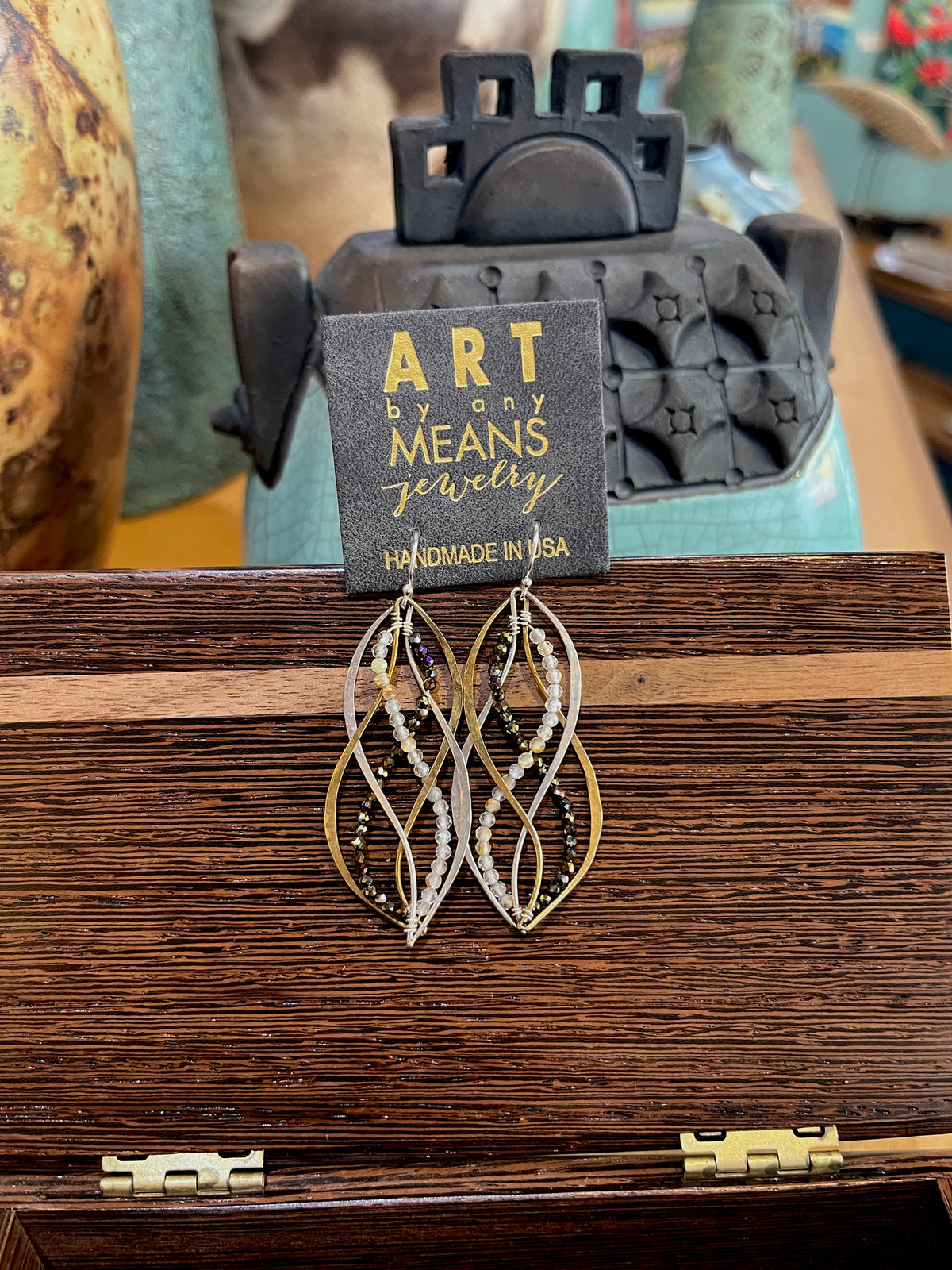 E85642 Rutile Quartz Helix Earrings by Art by Any Means