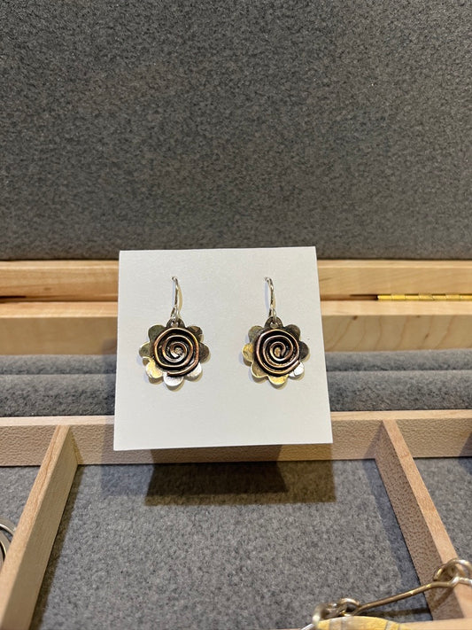 e122 Spiral Flower Earrings by Joanna Craft