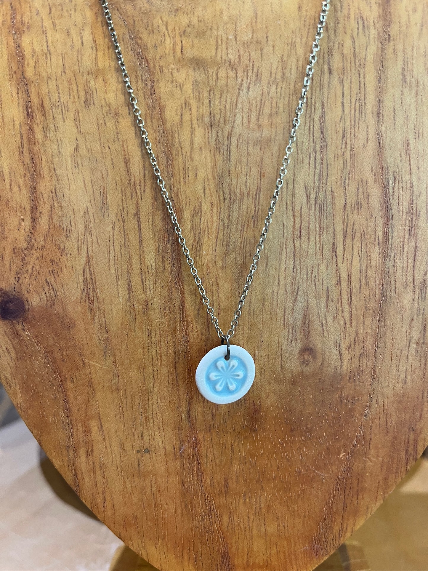 k2 Flower Medallion Ceramic Necklace by Kim Krumrey