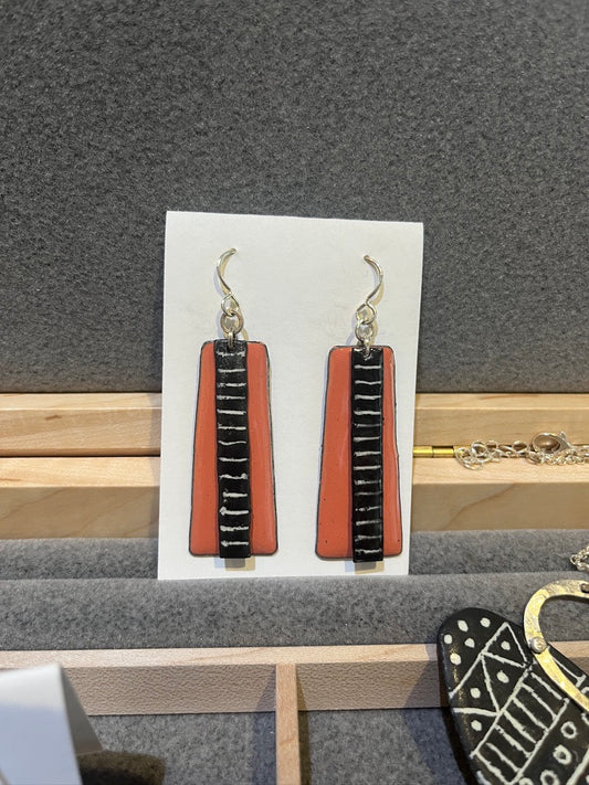 EE89 Coral Enamel Earrings by Joanna Craft