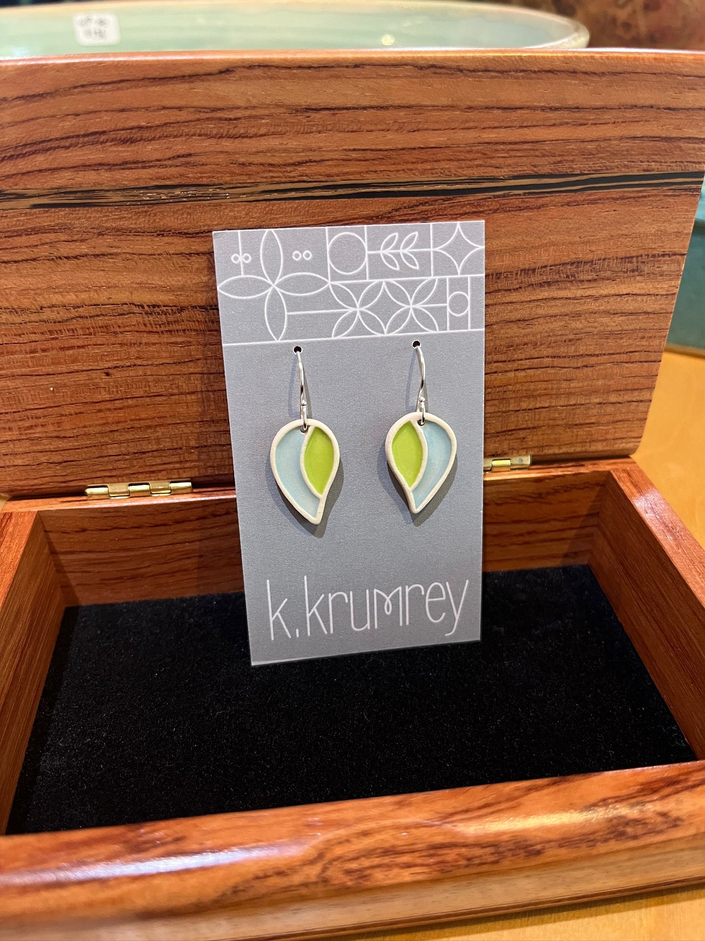A25 Mod Leaf Ceramic Earrings by Kim Krumrey