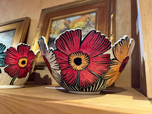 Carved Flower Bowl by Terrapin Tile