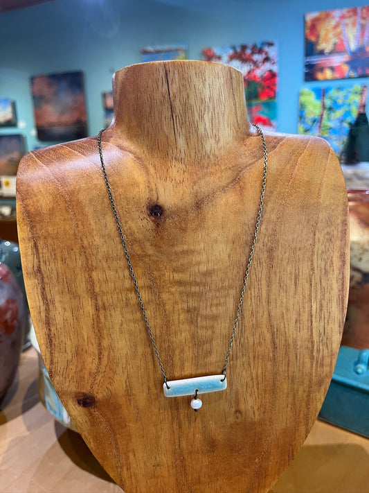 K14 Ceramic Bar Necklace with Bead