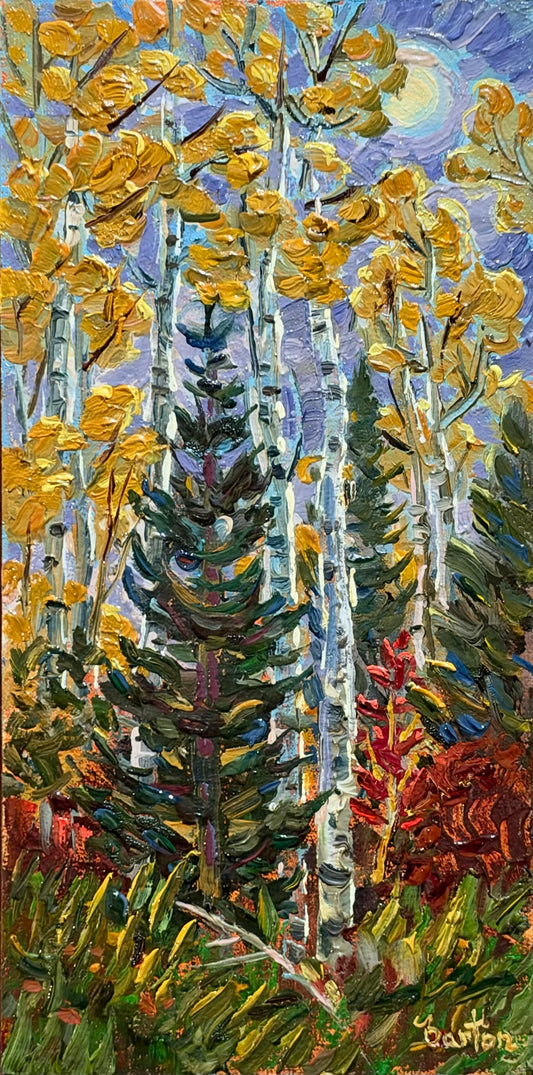 Birches Under the Moonlight by Kevin Barton