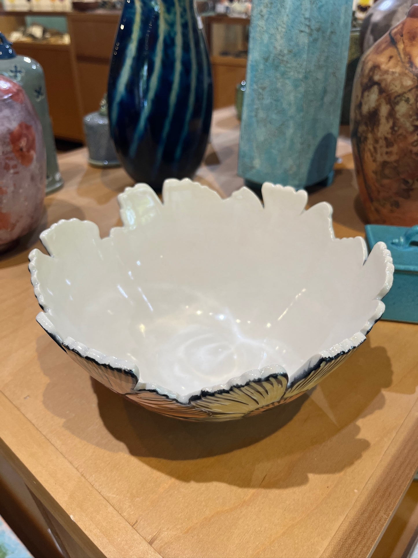 Carved Flower Bowl by Terrapin Tile