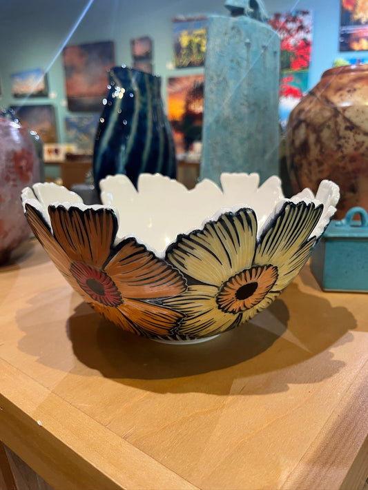 Carved Flower Bowl by Terrapin Tile