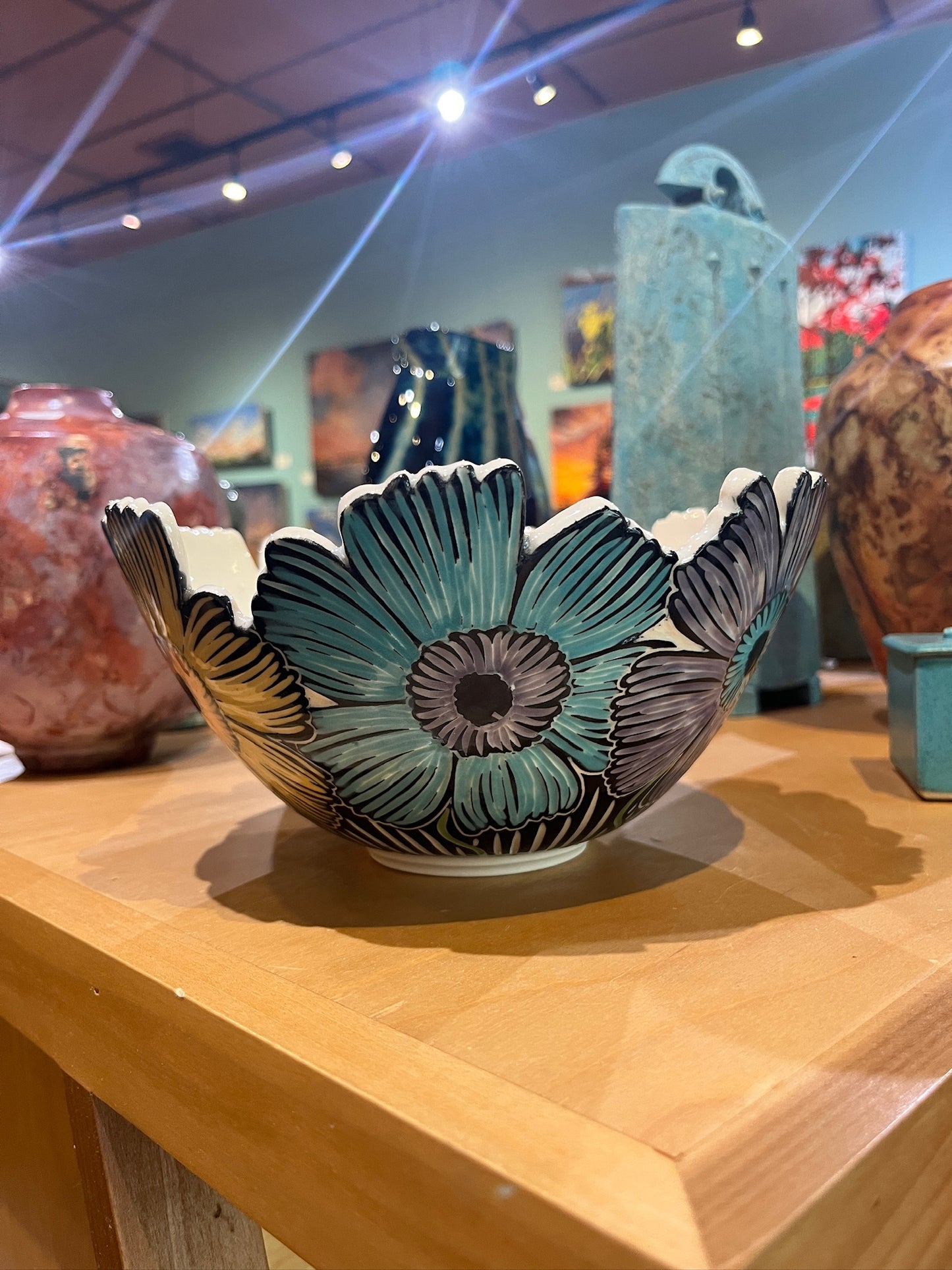 Carved Flower Bowl by Terrapin Tile