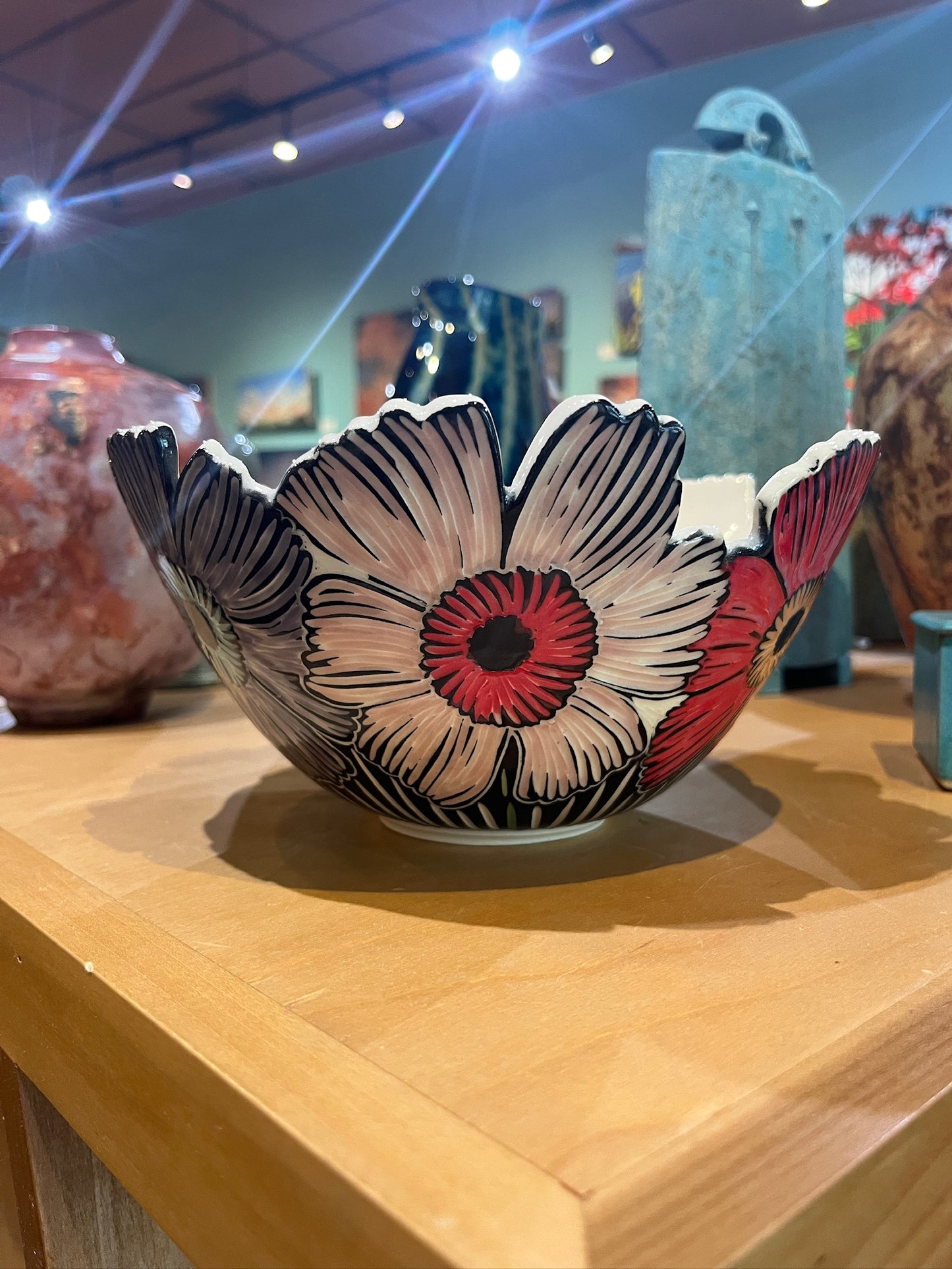 Carved Flower Bowl by Terrapin Tile