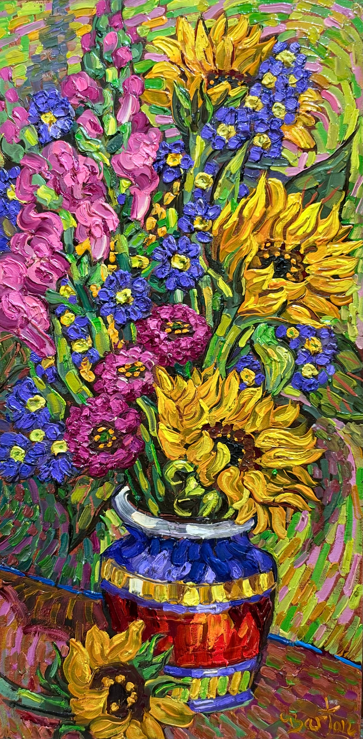 Circles, Chartreuse and Sunflowers by Kevin Barton