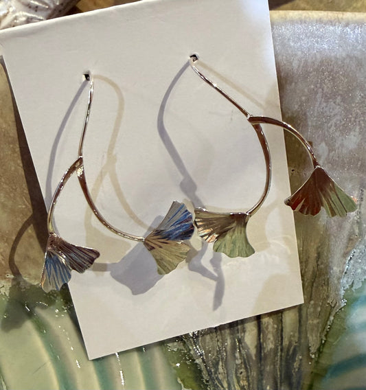 Long wiretap ginkgo leaf earrings by Meg Tang