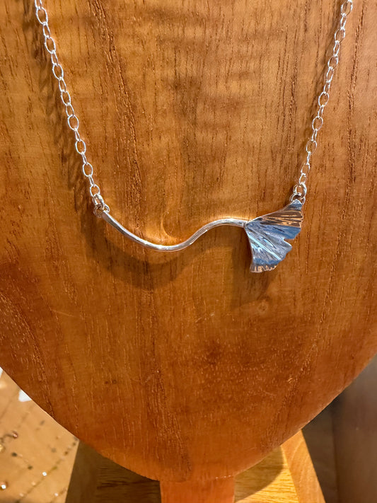 Ginkgo with stem necklace by Meg Tang