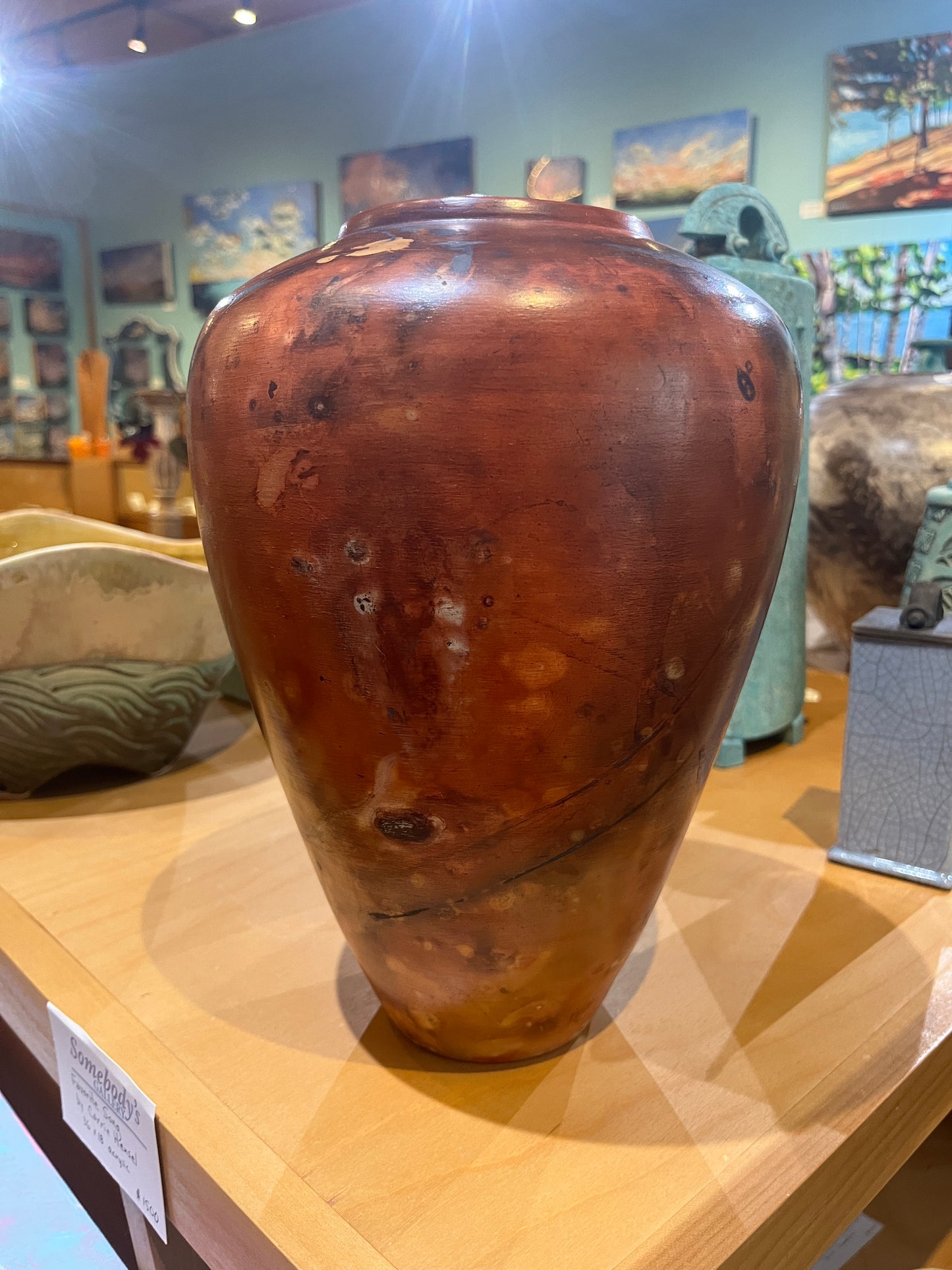 Medium Salmon Saggar Vase by Tim Scull