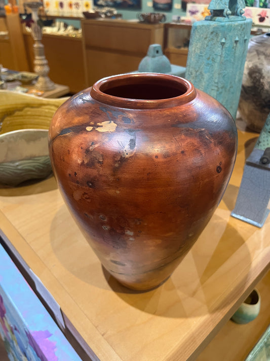 Medium Salmon Saggar Vase by Tim Scull
