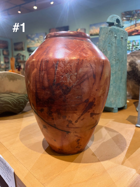 Medium-Small Salmon Saggar Vase by Tim Scull