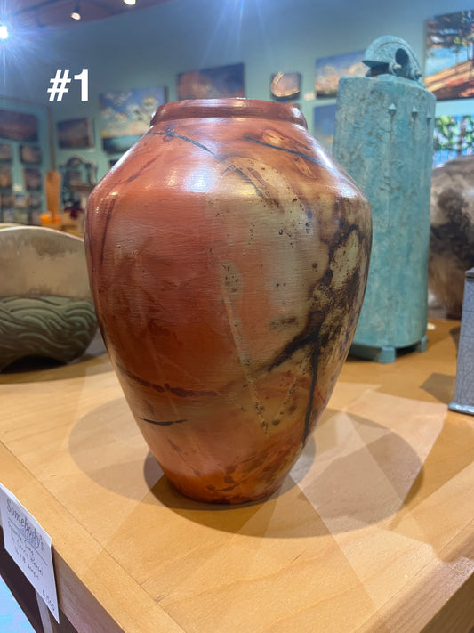 Medium-Small Salmon Saggar Vase by Tim Scull