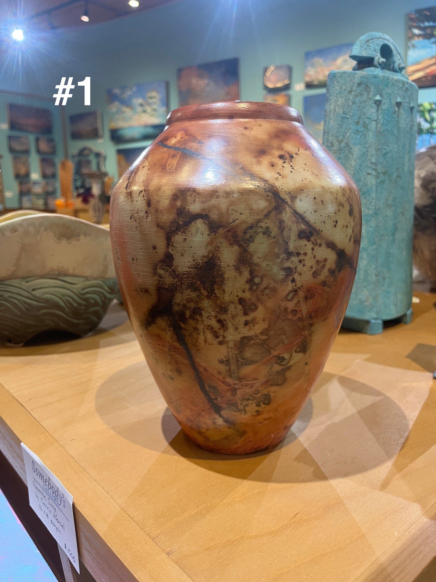 Medium-Small Salmon Saggar Vase by Tim Scull