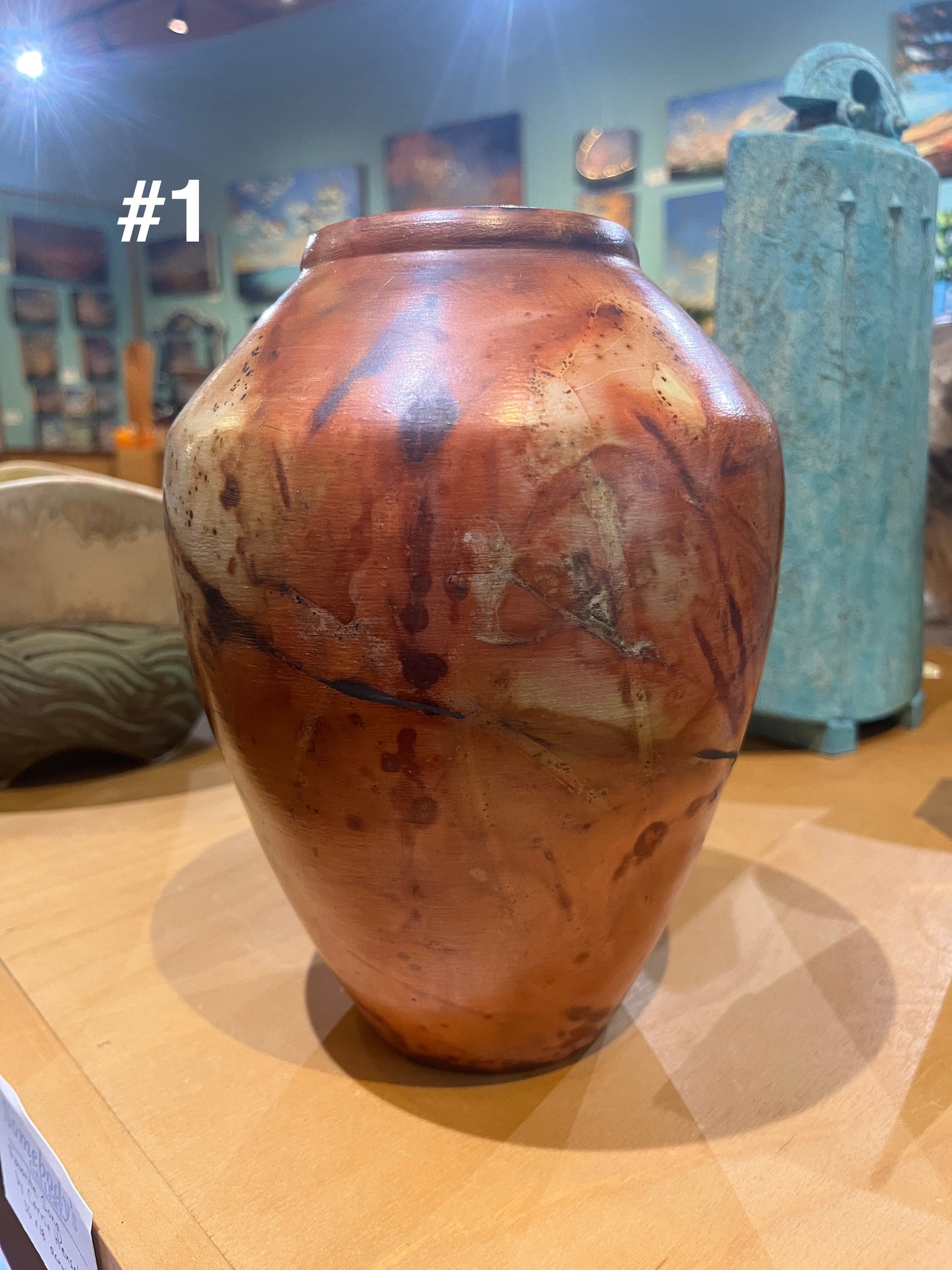 Medium-Small Salmon Saggar Vase by Tim Scull