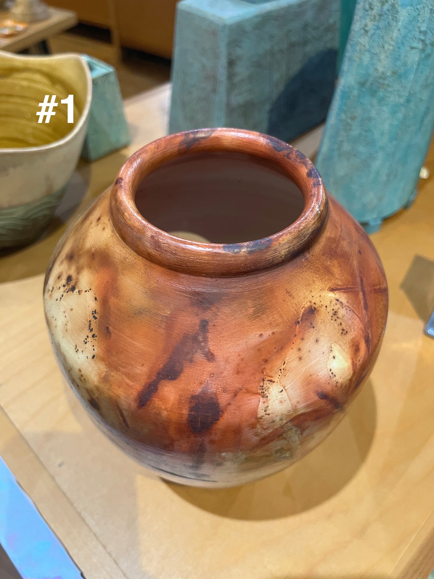 Medium-Small Salmon Saggar Vase by Tim Scull
