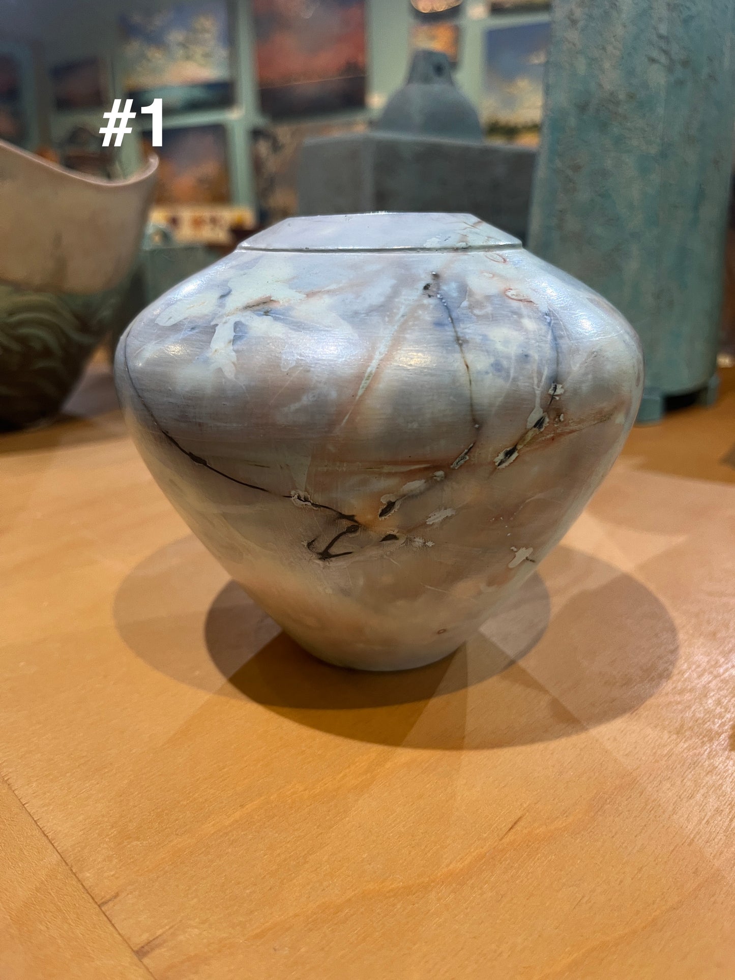 Small Blue Saggar Globe Vase by Tim Scull