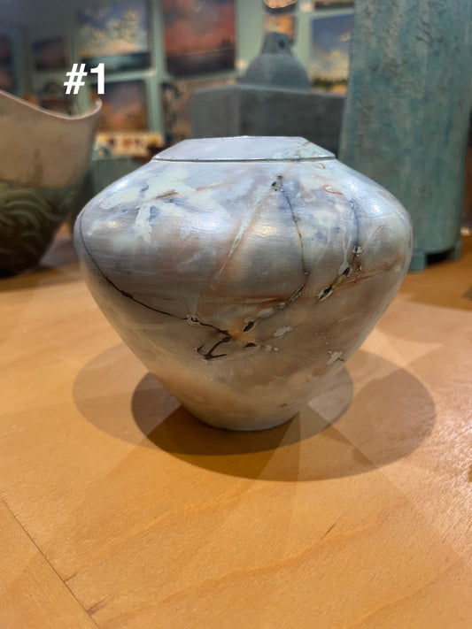 Small Blue Saggar Globe Vase by Tim Scull