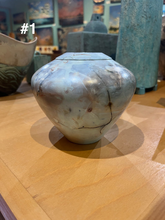 Small Blue Saggar Globe Vase by Tim Scull