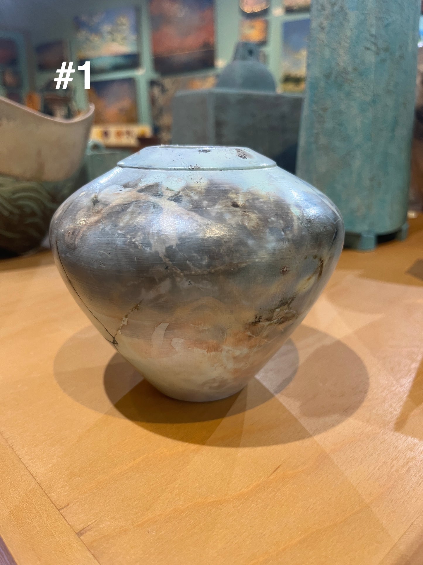 Small Blue Saggar Globe Vase by Tim Scull