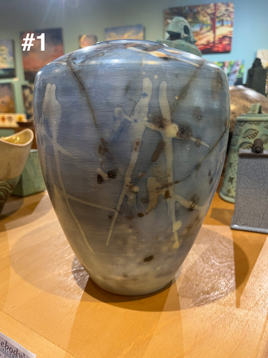 Medium Blue Saggar Vase by Tim Scull