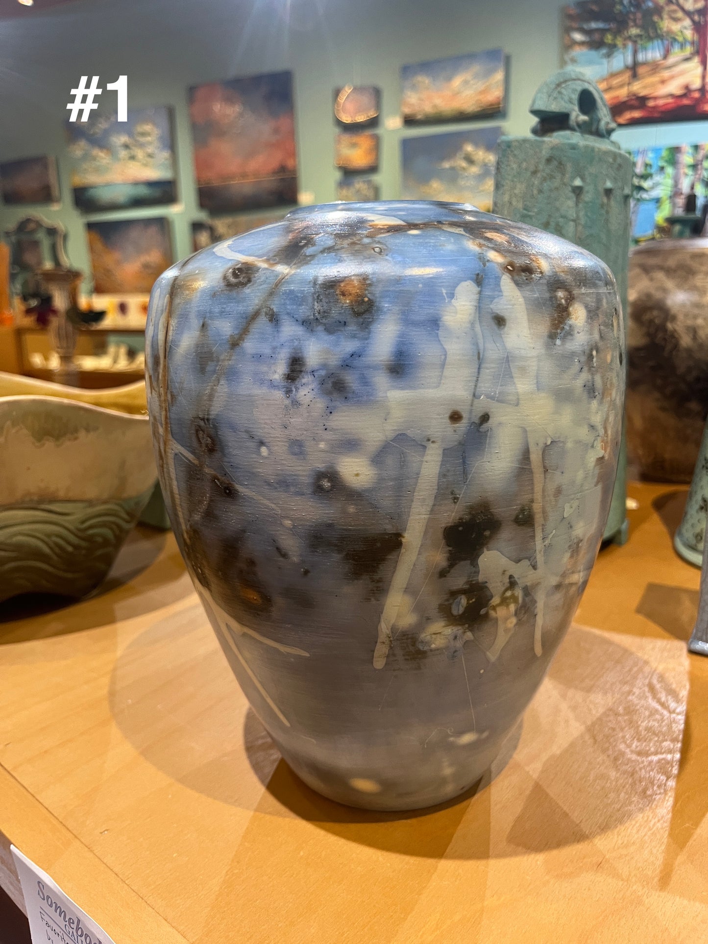 Medium Blue Saggar Vase by Tim Scull