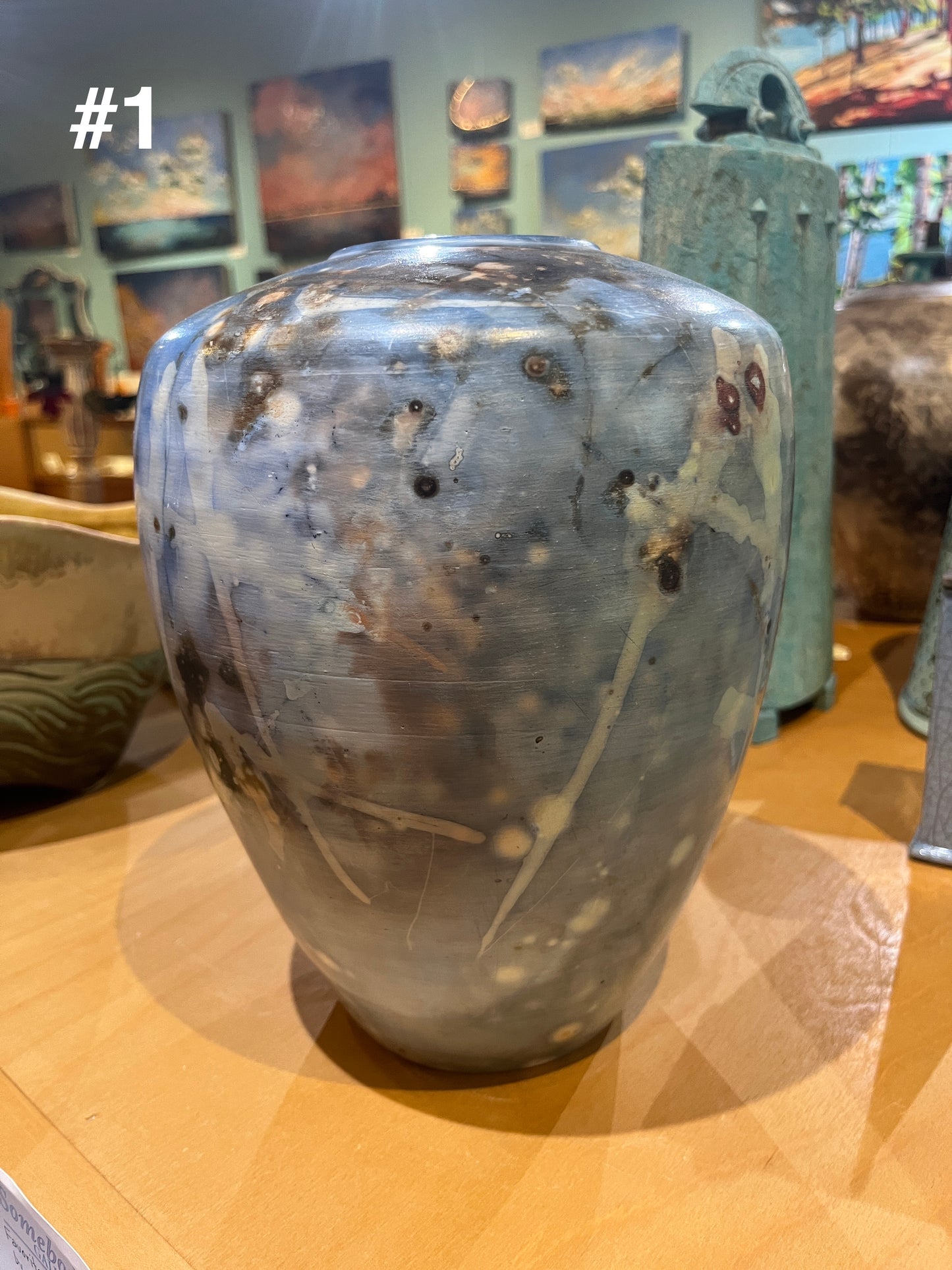Medium Blue Saggar Vase by Tim Scull