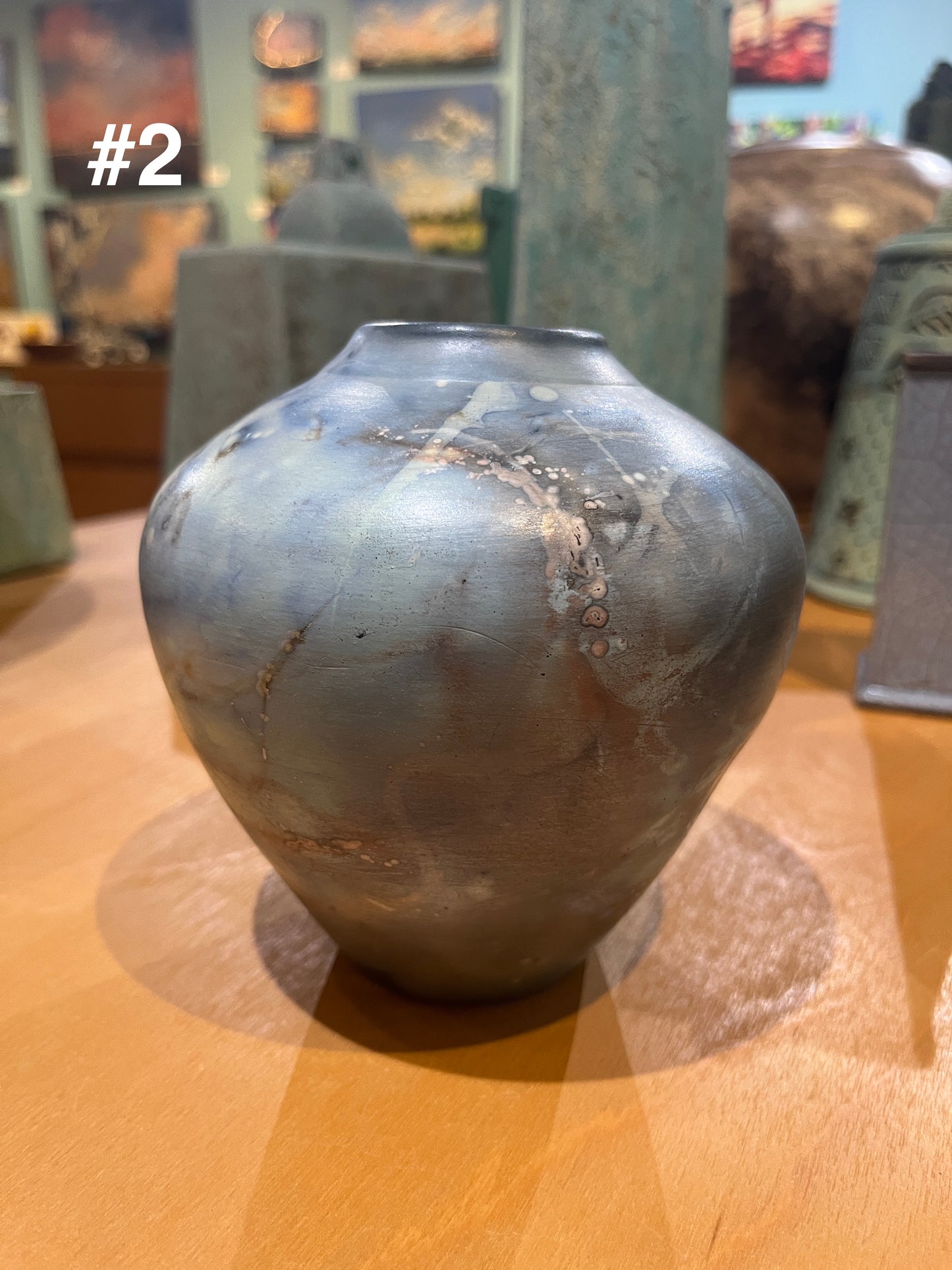 Small Blue Saggar Globe Vase by Tim Scull