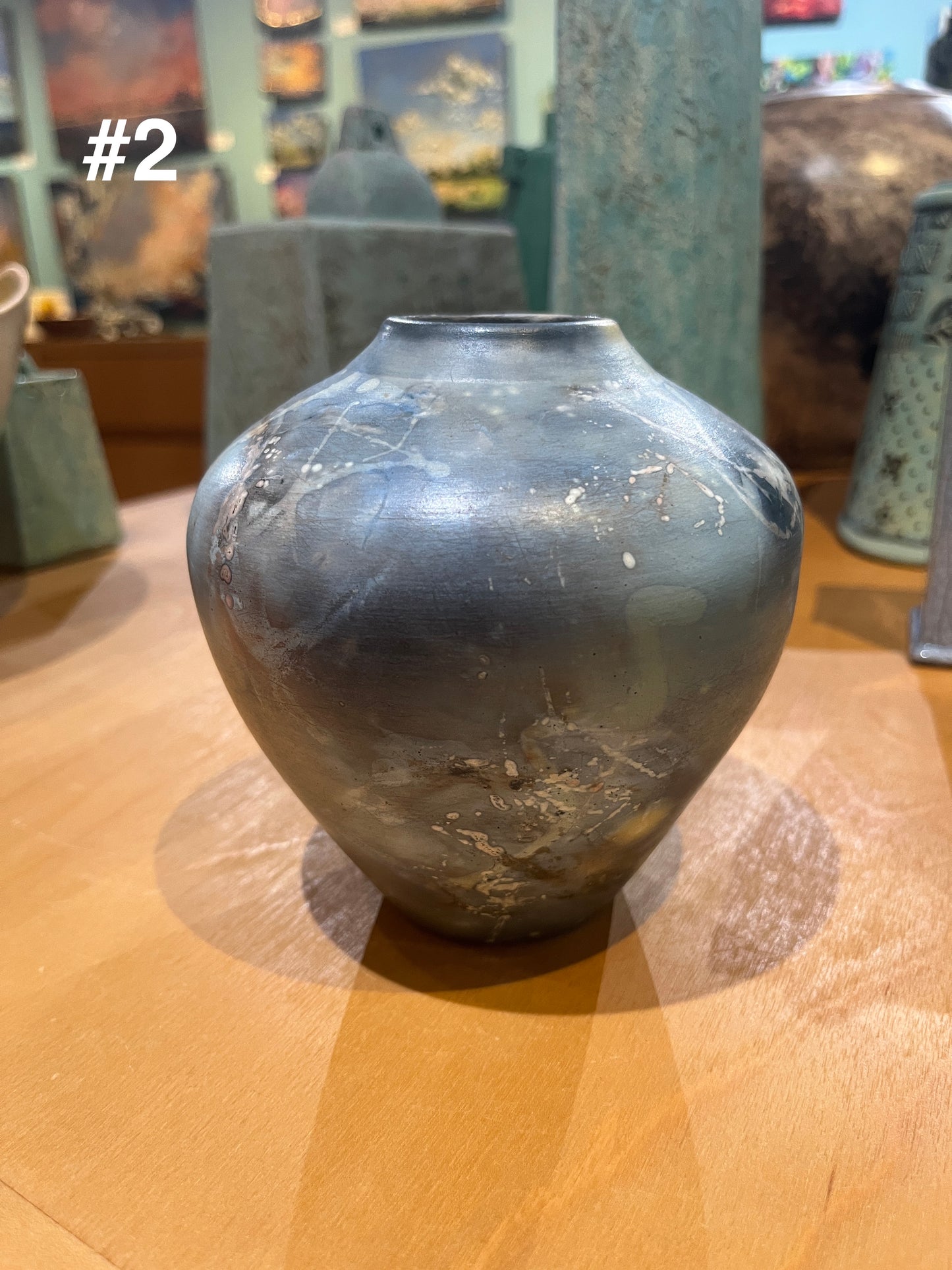 Small Blue Saggar Globe Vase by Tim Scull