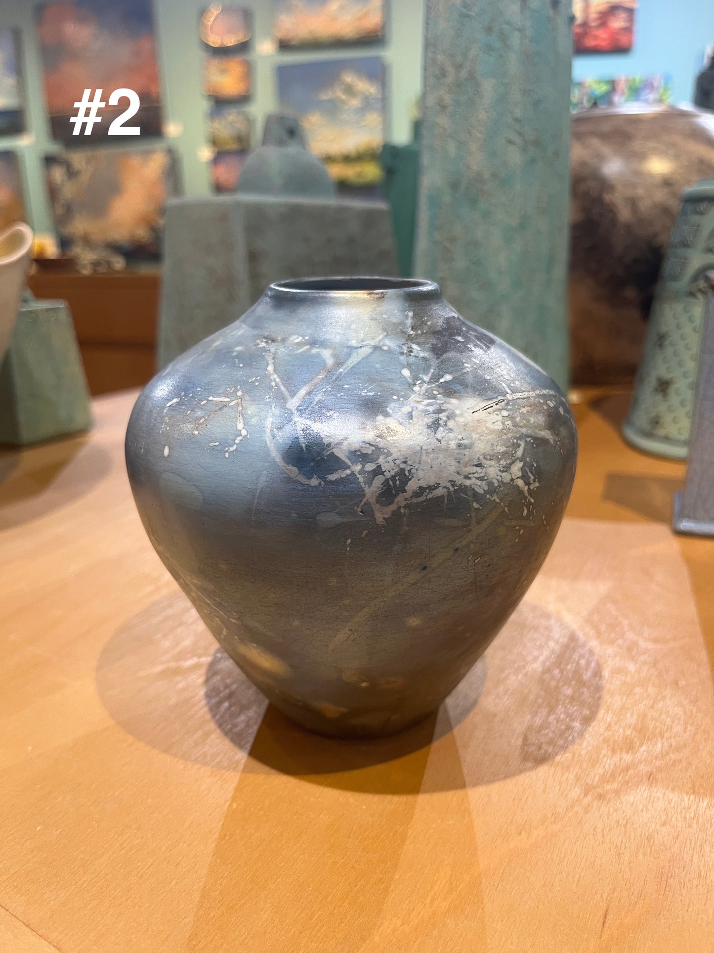 Small Blue Saggar Globe Vase by Tim Scull