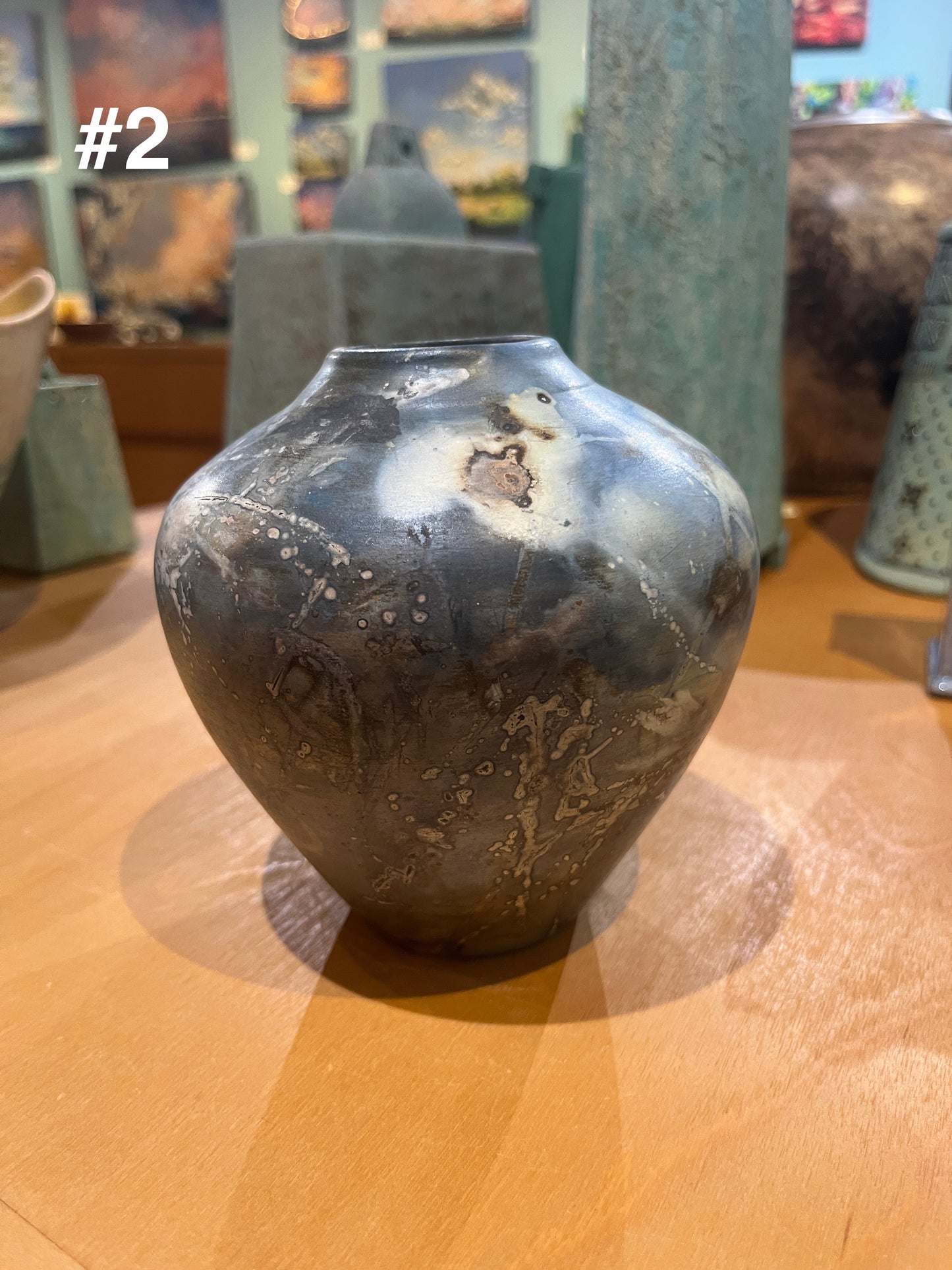 Small Blue Saggar Globe Vase by Tim Scull