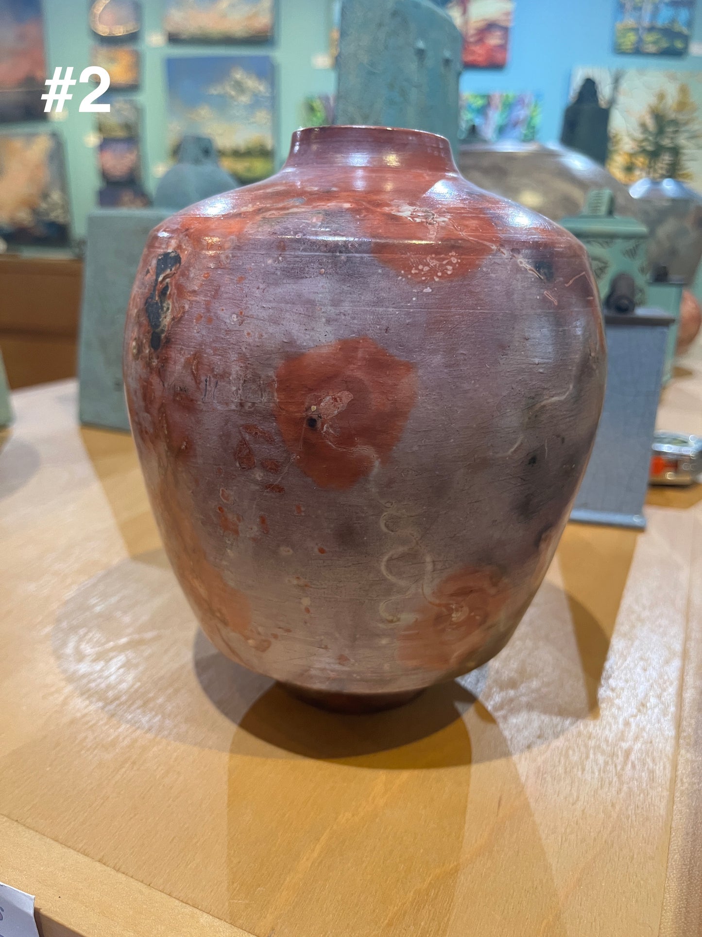 Medium-Small Salmon Saggar Vase by Tim Scull