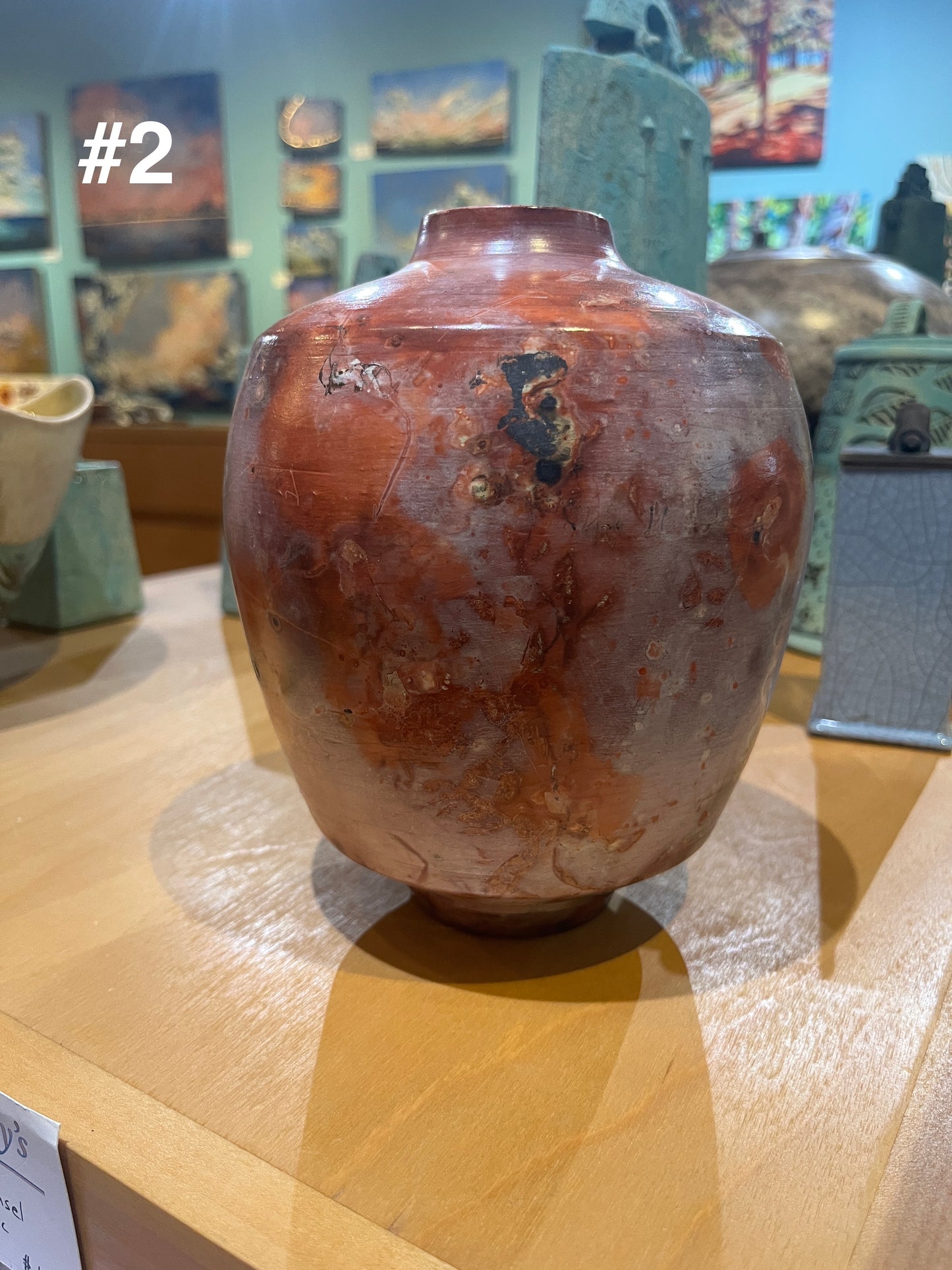 Medium-Small Salmon Saggar Vase by Tim Scull